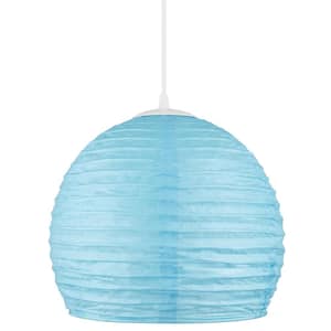 Elmore 1-Light Blue Pendant Light with Paper Shade