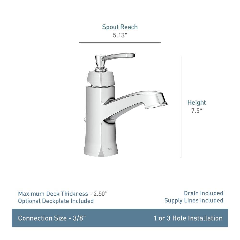 Conway Chrome Single Hole Bathroom Faucet with Drain Assembly