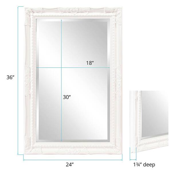 Marley Forrest - Medium Rectangle Glossy White Beveled Glass Mirror (24 in. H x 36 in. W)