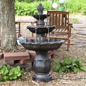 3-Tier Dark Brown Classic Tulip Lightweight Outdoor Tiered Fountain