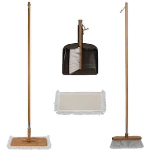 Live.Love.Clean. Bamboo Kitchen and Laundry Room Cleaning Kit with 10.83 in. W Broom