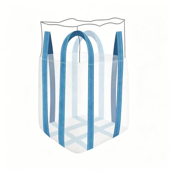 6-pack 35×35×43in FIBC bulk bags, 2200lbs capacity, duffle top flat bottom poly sacks for construction use