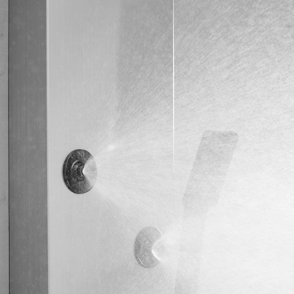Brushed Nickel 4-Jet Rainfall Shower Panel System with Handheld Wand