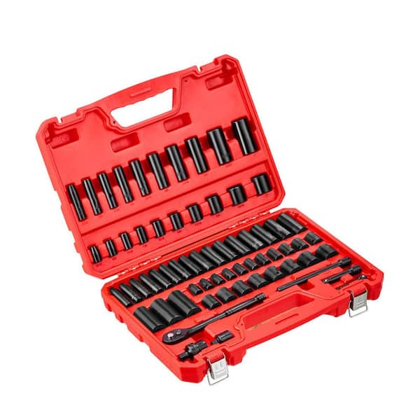 3/8 in. Drive Impact Socket Set, SAE (5/16 in. to 1 in. ), 64 Piece, 6 Point Deep & Shallow Impact Sockets
