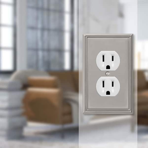 Rhodes 1 Gang Duplex Metal Wall Plate - Brushed Nickel
