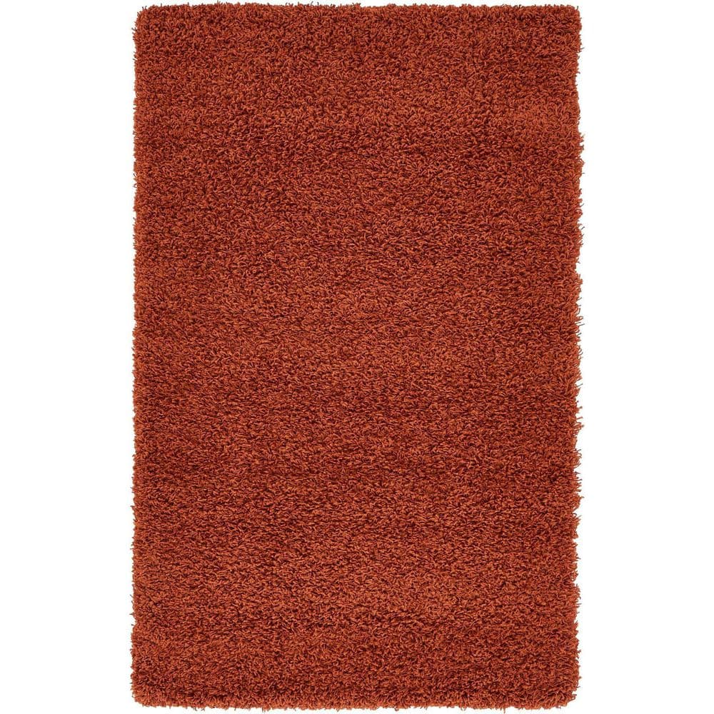 Luxurious 8' x 10' Blue Solid Shag Synthetic Area Rug