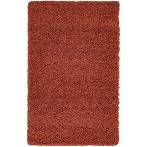 Solid Shag Terracotta 3 ft. x 5 ft. Area Rug