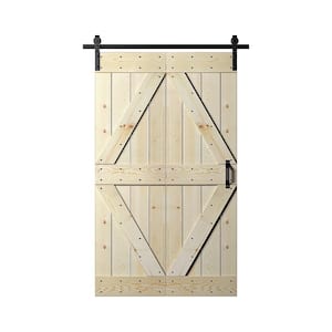 Coast Sequoia 48 in. x 84 in. Embossing K-Series Unfinished Solid Wood Bi-Fold Barn Door With Sliding Hardware Kit