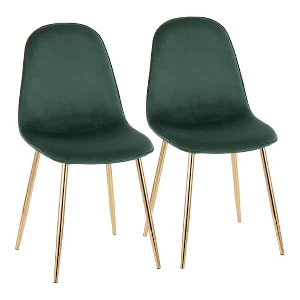 Lumisource Pebble Green Velvet and Gold Metal Dining Chair (Set of 2)