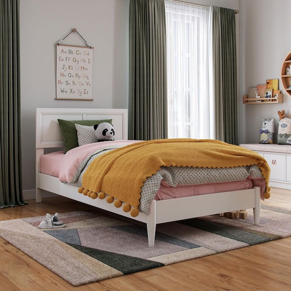 AFI Sophia White Solid Wood Frame Twin Low Profile Platform Bed