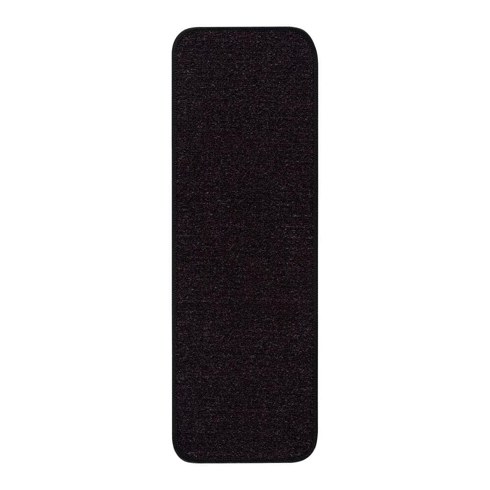 Beverly Rug Print Solid Black 26 in. x 8.5 in. Non-Slip Rubber Back ...