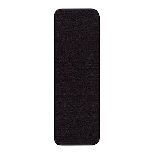 Print Solid Black 26 in. x 8.5 in. Non-Slip Rubber Back Stair Tread Cover (Set of 15)