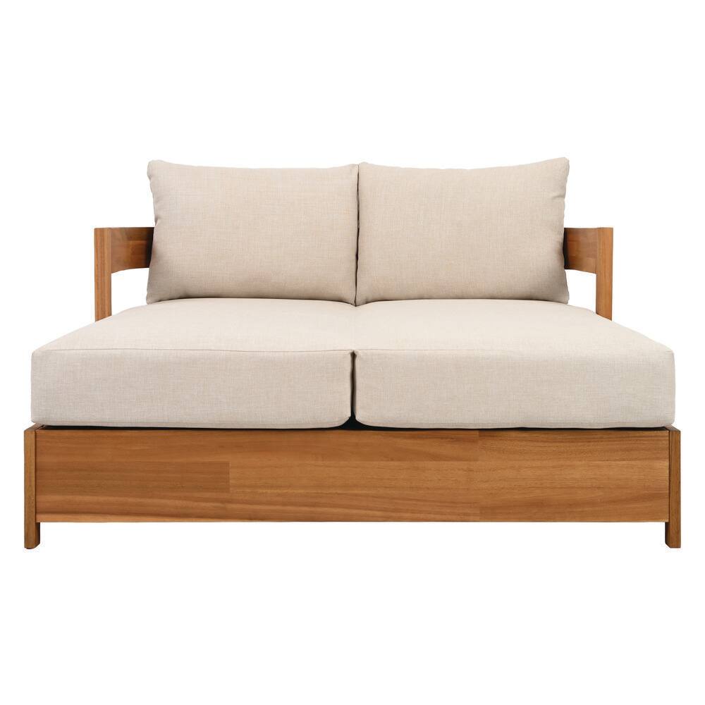 Kento Wood Outdoor Day Bed with Taupe Cushions