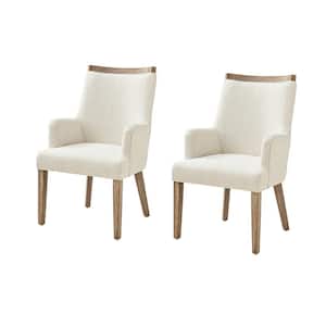 Borchard Ivory Farmhouse Solid Wood Upholstered Dining Chair Set of 2
