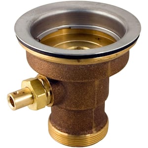 22209 DrainKing Brass Lever Handle Waste Valve with Flat Strainer and No Overflow in Brass Finish