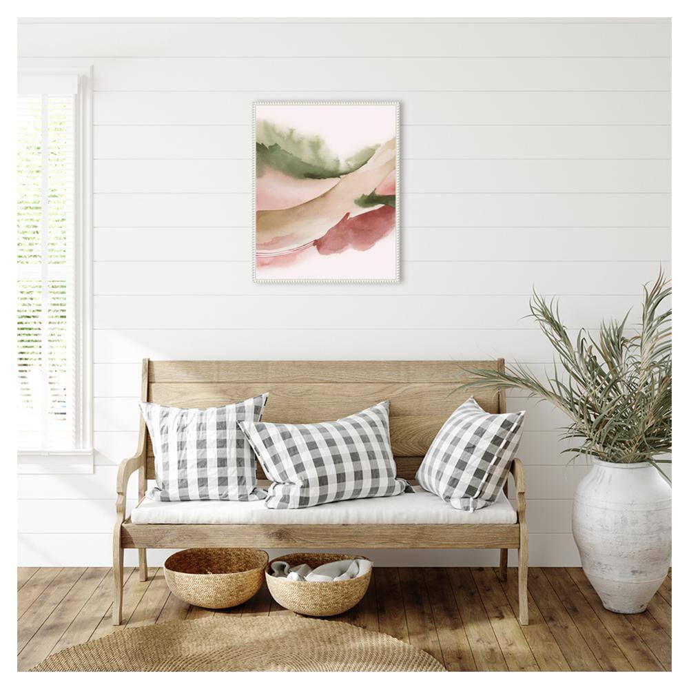 Grace Popp Abstract Green and Pink Canvas Print with White Frame