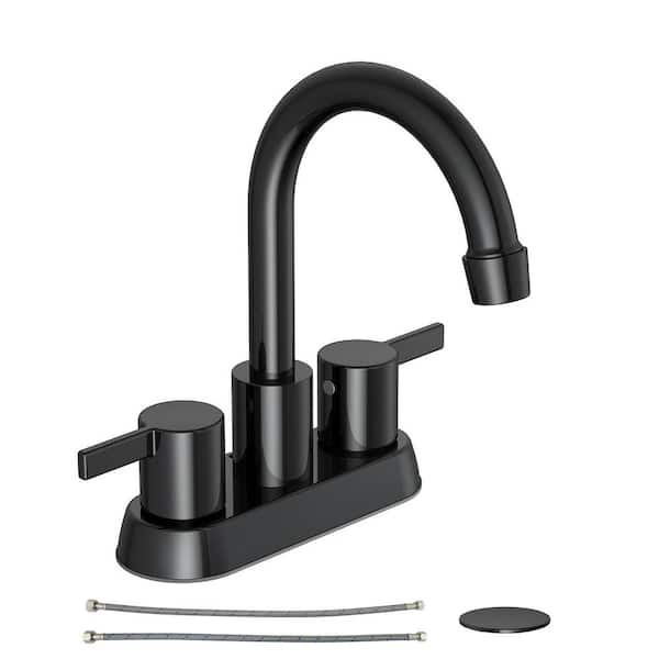 PRIVATE BRAND UNBRANDED Garrick 4 in. Centerset 2-Handle High-Arc Bathroom Faucet in Matte Black