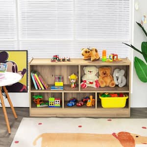 24 in. Brown Wooden 5 Shelf Children Storage Cabinet Bookcase Toy Storage Kids Rooms Classroom