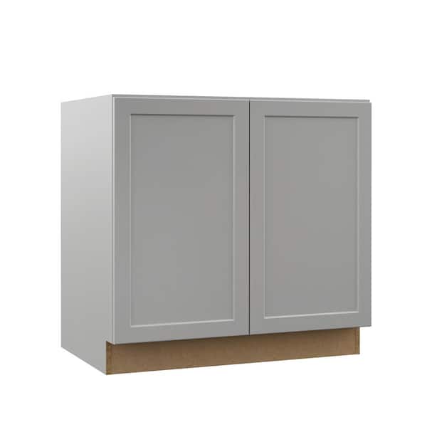 Hampton Bay Designer Series Melvern Assembled 36x34.5x23.75 in. Full Height Door Base Kitchen Cabinet in Heron Gray