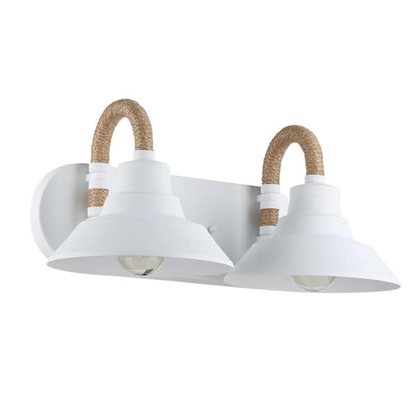 Journey 9.375 in. 2-Light White Vanity Light with Natural White