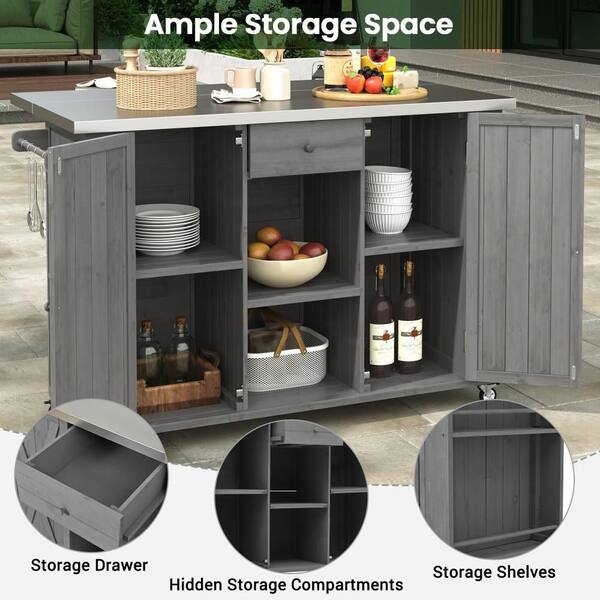 Outdoor Grey Fir Wood 52.25 in. W x 28.75 in. D x 36.25 in. H Grey