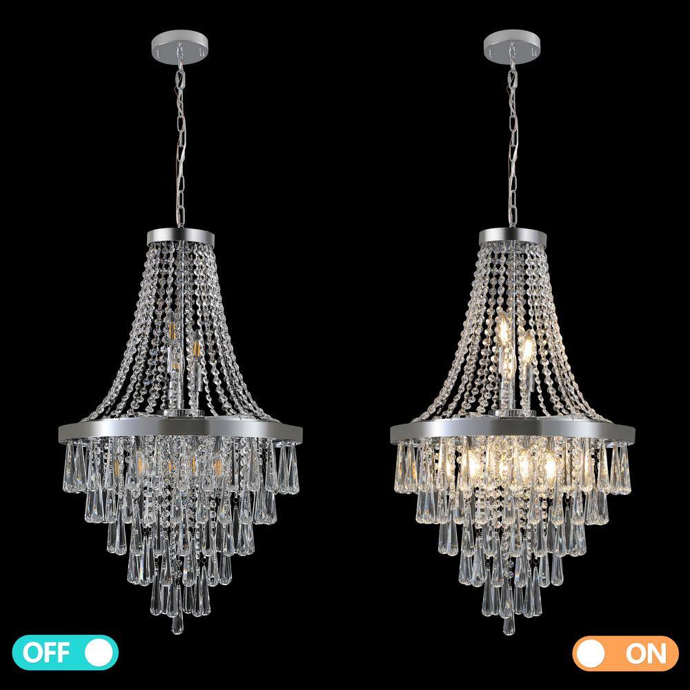Chrome and Crystal Empire Candle Chandelier