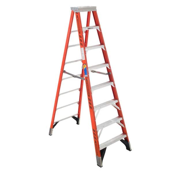 Werner 8 ft. Fiberglass Step Ladder with 375 lbs. Load Capacity Type IAA Duty Rating