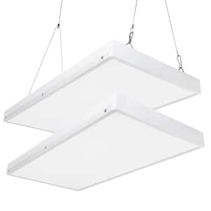 2ft 400-Watt-Equivalent Integrated LED White High Bay Light 5000K Industrial Workshop Linear Hanging Light （2 Pack）