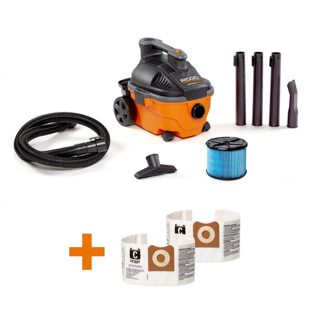 4 Gal. 5.0 Peak HP Portable Shop Vacuum Wet Dry Vac with Fine Dust Filter, Dust Bags, Hose and Attachments WD4070D price history on PriceWatchPro