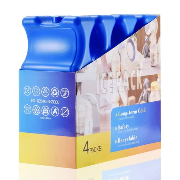 Unbranded Reusable Double-Sided Contoured Ice Packs for Bottles, Cans, and Coolers (Set of 4)