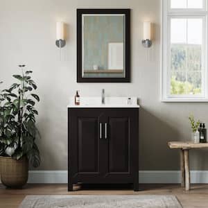 Daria 30 in. W x 22 in. D Single Vanity in Dark Espresso with Cultured Marble Vanity Top in White with Basin and Mirror