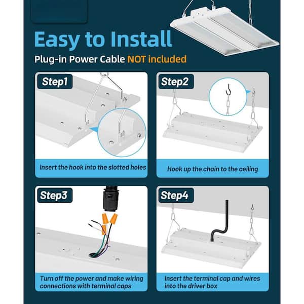 1. 3ft. 150-Watt Equivalent LED Dimmable Linear High Bay Light 20250 Lumens 5000K Daylight 120-277V Material ‎Aluminum