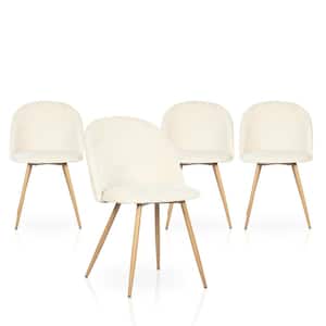 Colsted Biscuit Ivory Beige Fabric Upholstered Side Dining Chairs Set of 4