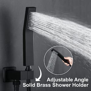 Miko 2-Spray Patterns with 1.8 GPM 10 in. Tub Wall Mount Dual Shower Heads in Spot Resist Black