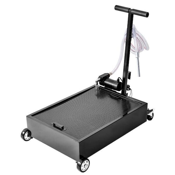 SKYSHALO Low Profile Oil Drain Pan, 15 Gal. Oil Drain Pan with Pump, Oil Change Pan with 180 W Electric Pump, 8.2 ft. Hose