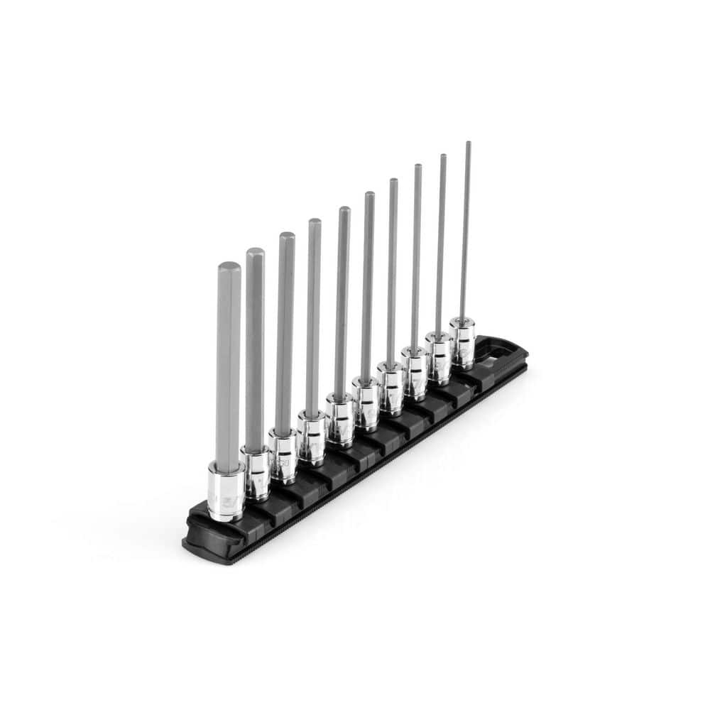 TEKTON 1/4 Inch Drive Long Hex Bit Socket Set with Rail, 10-Piece (5/64 ...
