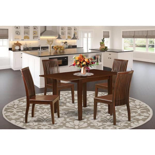 East West Furniture 5-Piece Mahogany Finish Solid Wood Top - Dining Room Set - Seats 4