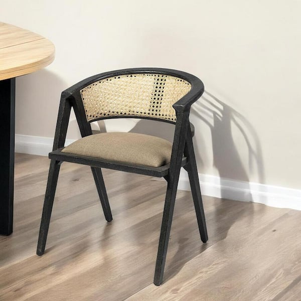 HomeRoots Gray And Black Upholstered Linen Open Back Arm Chair