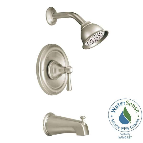 MOEN Kingsley 1-Handle Tub and Shower Trim Kit with Moenflo XL Eco-Performance in Brushed Nickel (Valve Not Included)