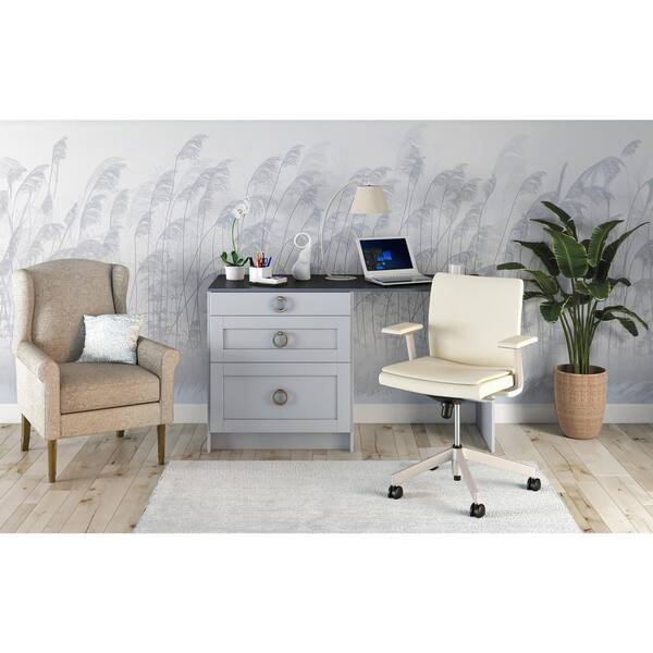 J COLLECTION Cumberland 62 in. W x 34.5 in. H x 24 in. D Light Gray Simple Desk Bundle 1