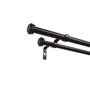 Topper 66 in. - 120 in. Adjustable Length Double Curtain Rod Kit in Matte Bronze with Topper Finial