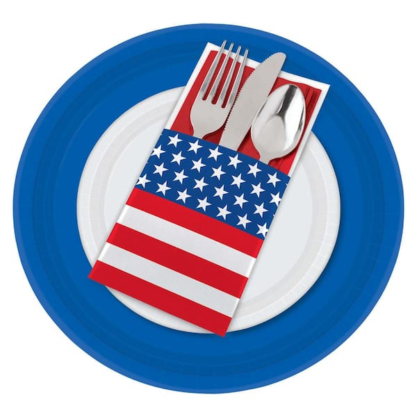 Amscan 7.50 in. x 3.75 in. Patriotic Cutlery Holders (12-Count, 5-Pack)