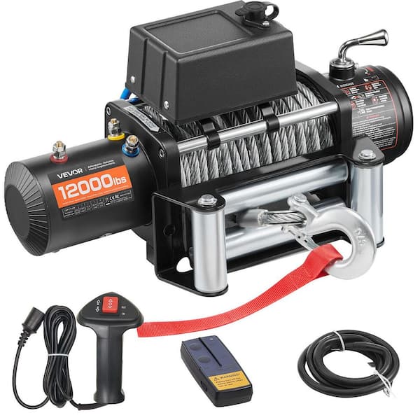 Electric Winch 12V DC Truck Winch with Φ7/20 in. x 85 ft. Steel Rope, Wireless & Wired Remote, 12000 lbs. Load Capacity