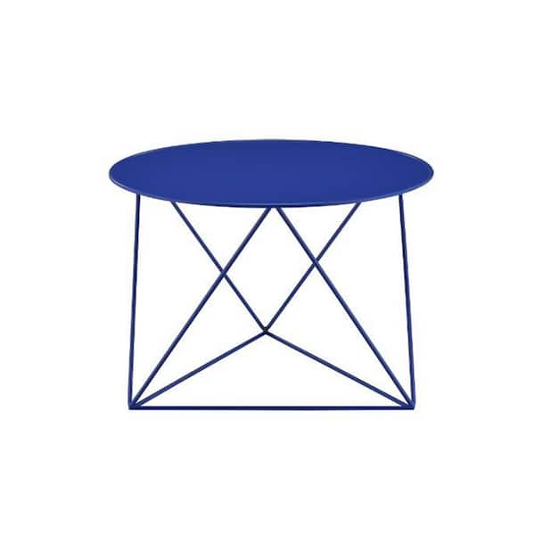 Donason 23 in. W Blue Small Round Metal Coffee Table