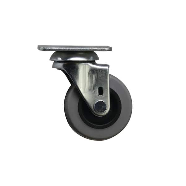 Shepherd 2 in. Gray Rubber Like TPR and Steel Swivel Plate Caster with ...