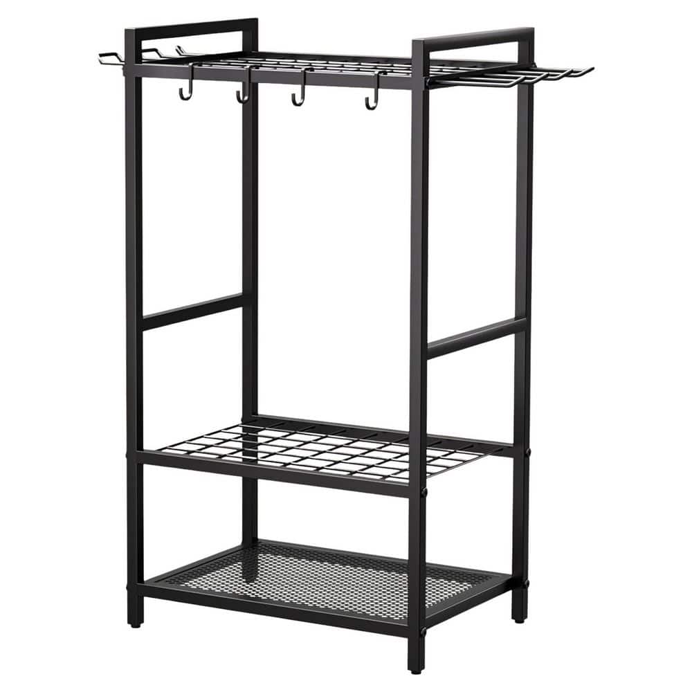 Heavy Duty Steel Garden Tool Organizer Rack with 4 Hooks Holds 48 Long Handled Tools for Garage Storage price history on PriceWatchPro
