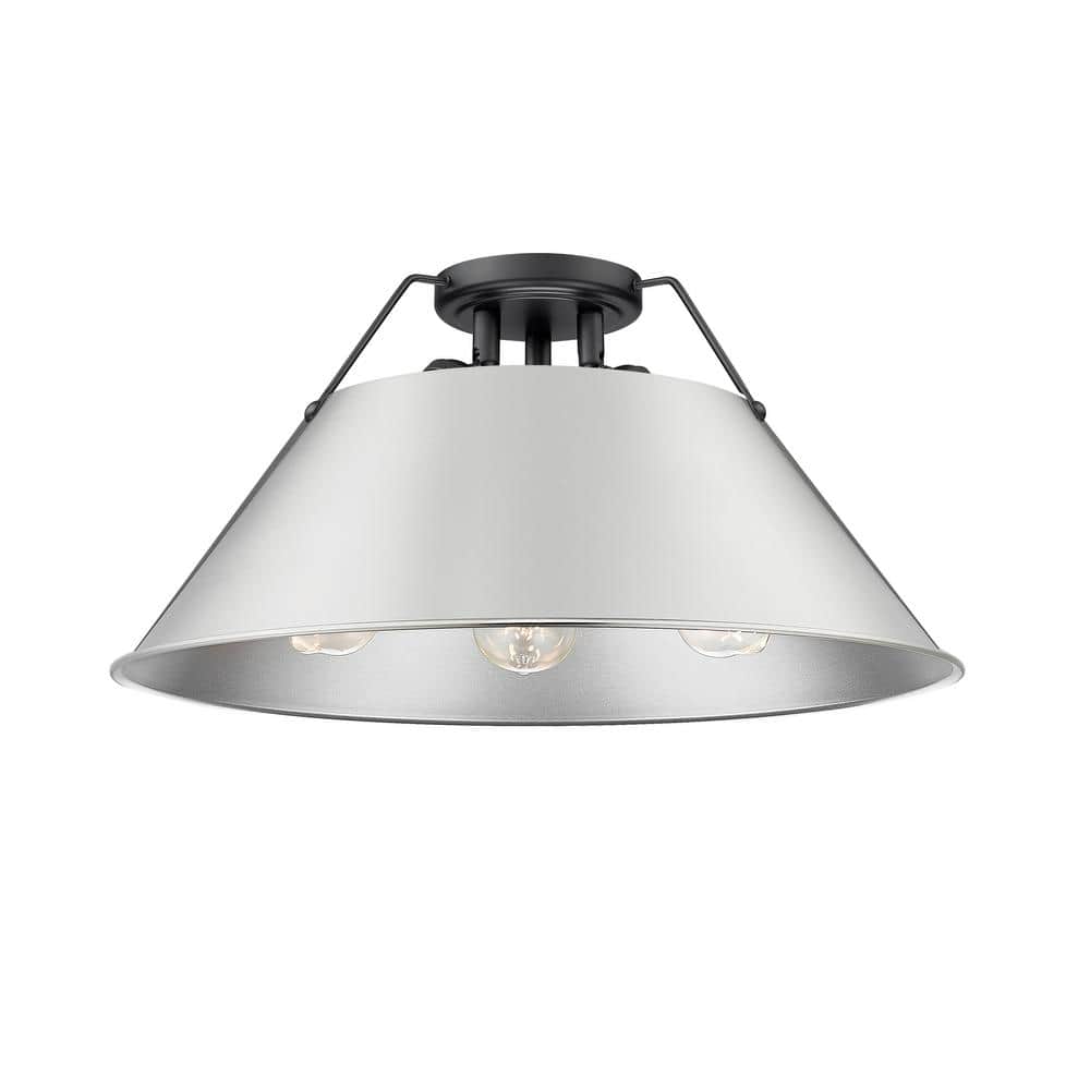 Orwell 18.75 in. 3-Light Matte Black and Pewter Flush Mount price history on PriceWatchPro