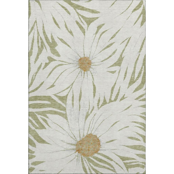Mayfield Premium Machine Washable Abstract AMF2263 Aloe 9 ft. x 12 ft. Area Rug