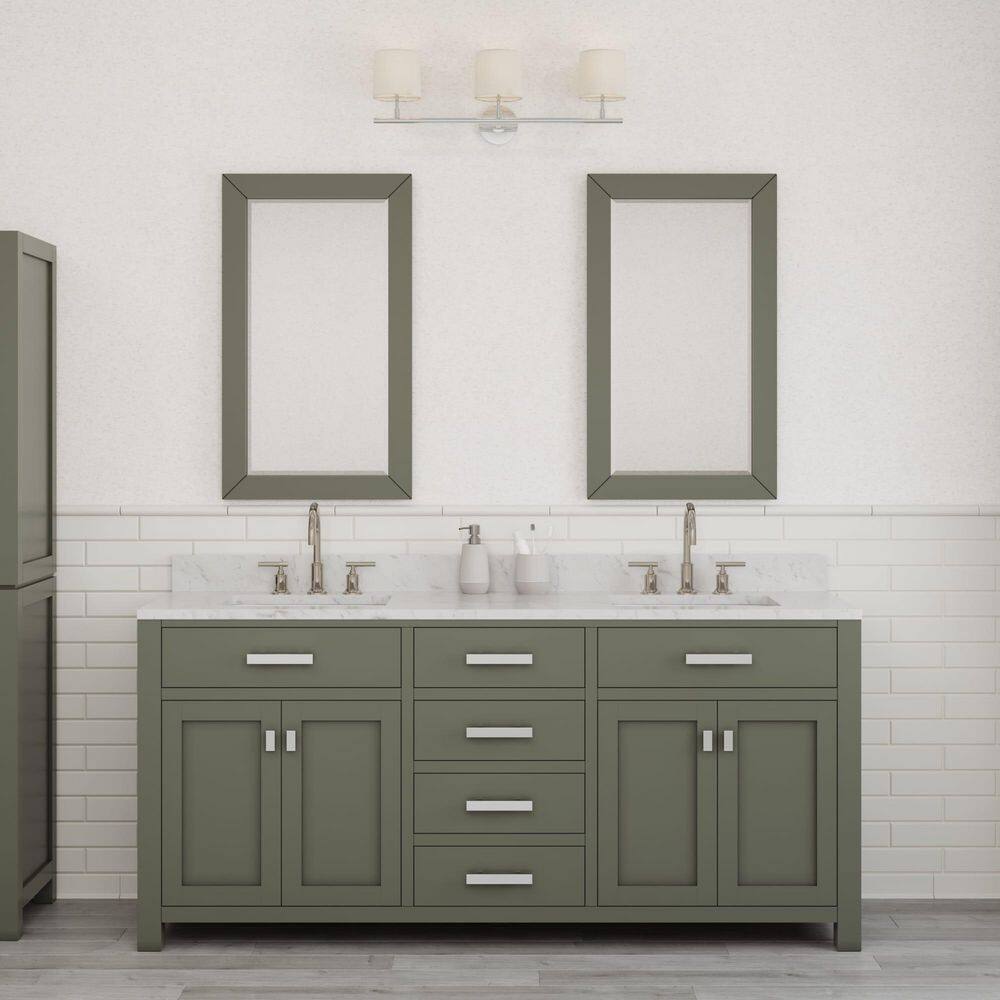 Madison 72" Glacial Green Double Sink Vanity with Marble Top