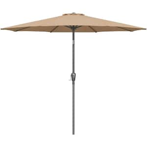 9 ft. Patio Outdoor Table Market Yard Umbrella with Push Button Tilt/Crank, 6-Sturdy Ribs in Beige